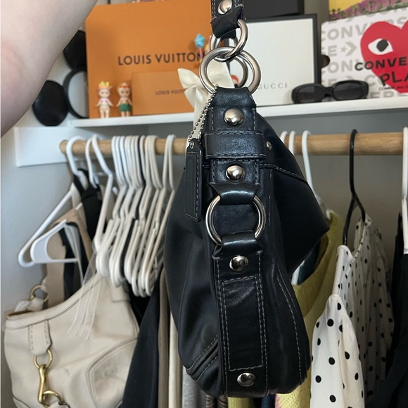 Y2K Coach Black Leather Zoe Shoulder Bag - Picture 6 of 15